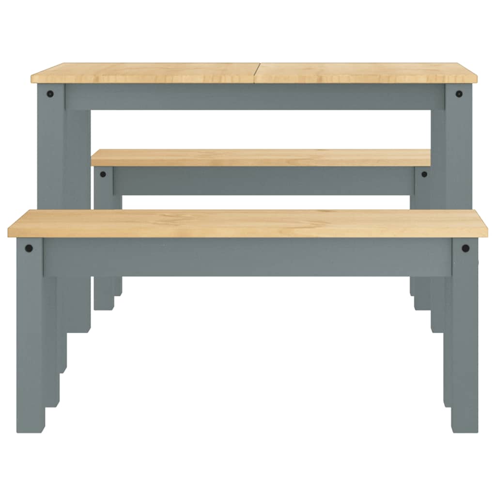 Ensemble à manger PANAMA 3 pcs gris bois de pin massif - XIOS