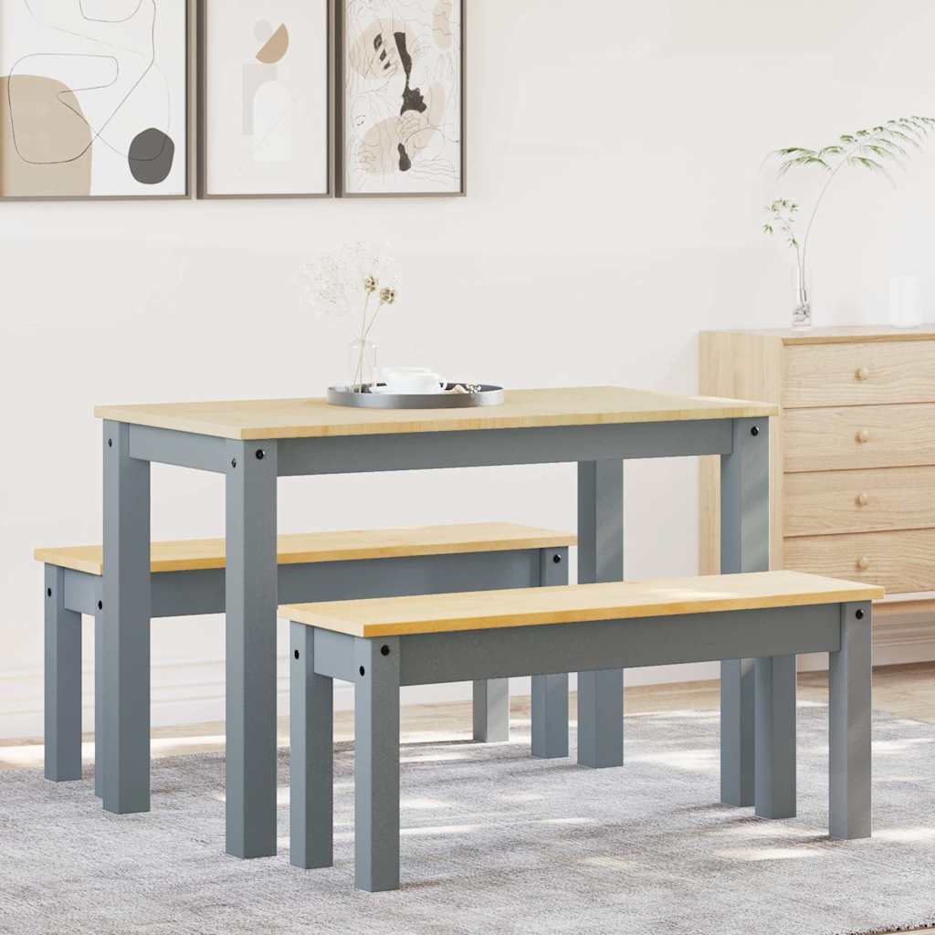 Ensemble à manger PANAMA 3 pcs gris bois de pin massif - XIOS