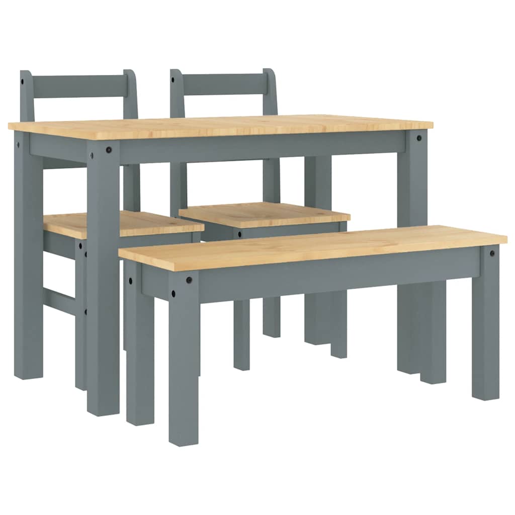 Ensemble à manger PANAMA 4 pcs gris bois de pin massif - XIOS