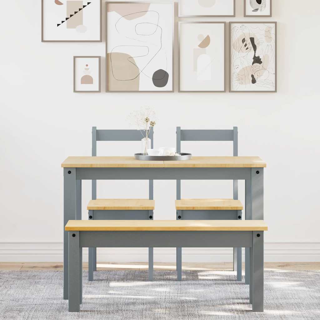 Ensemble à manger PANAMA 4 pcs gris bois de pin massif - XIOS