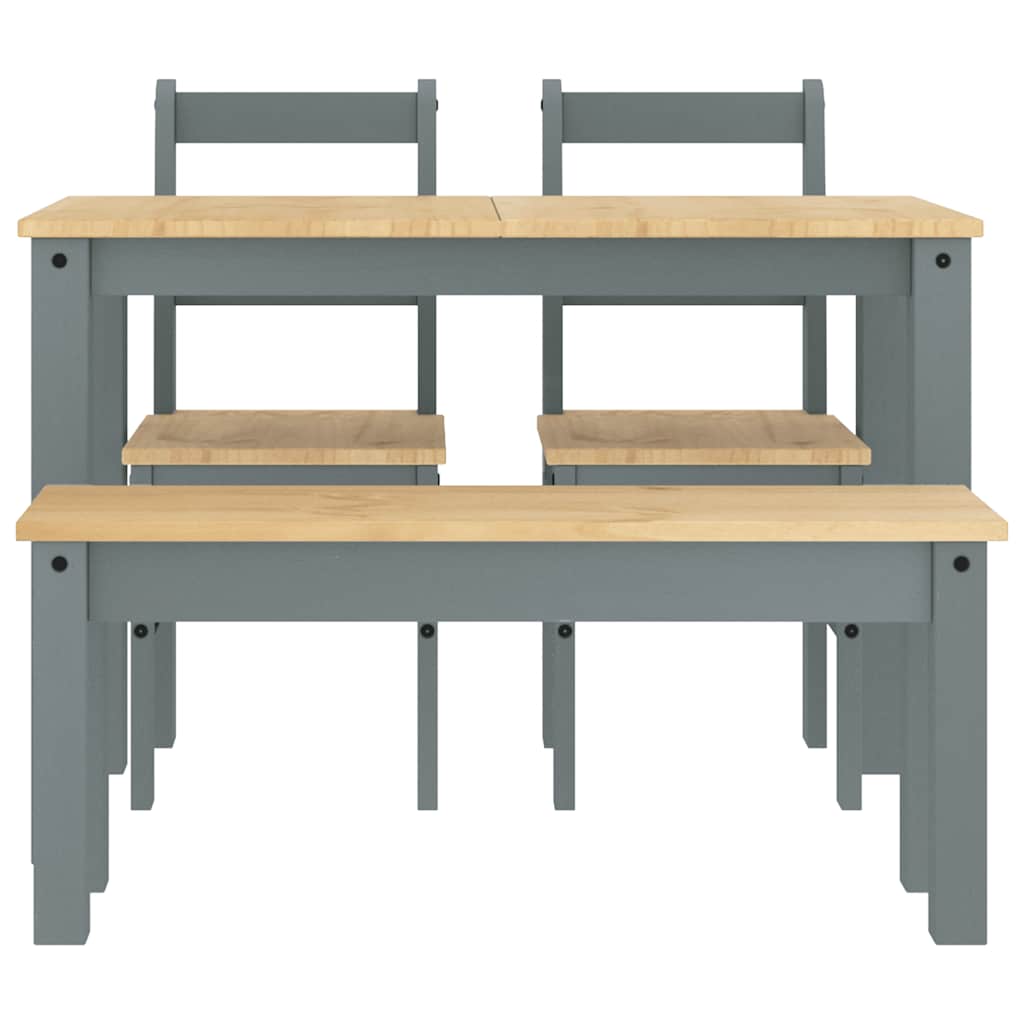 Ensemble à manger PANAMA 4 pcs gris bois de pin massif - XIOS