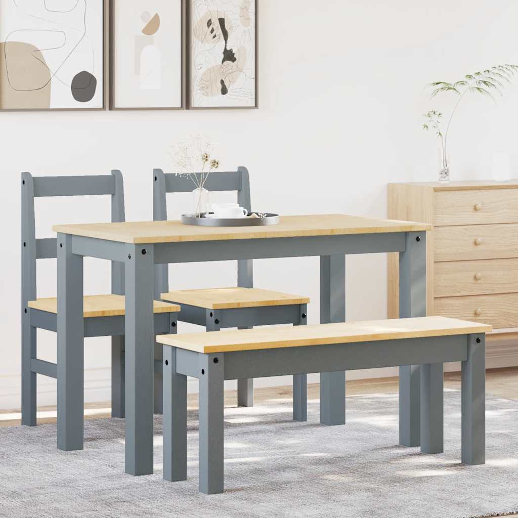 Ensemble à manger PANAMA 4 pcs gris bois de pin massif - XIOS