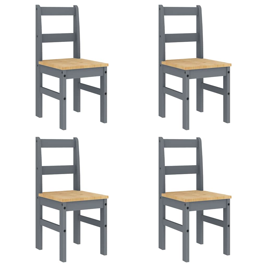 Ensemble à manger PANAMA 5 pcs gris bois de pin massif - XIOS