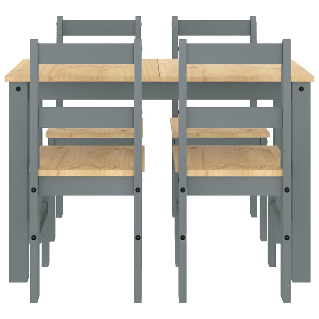 Ensemble à manger PANAMA 5 pcs gris bois de pin massif - XIOS