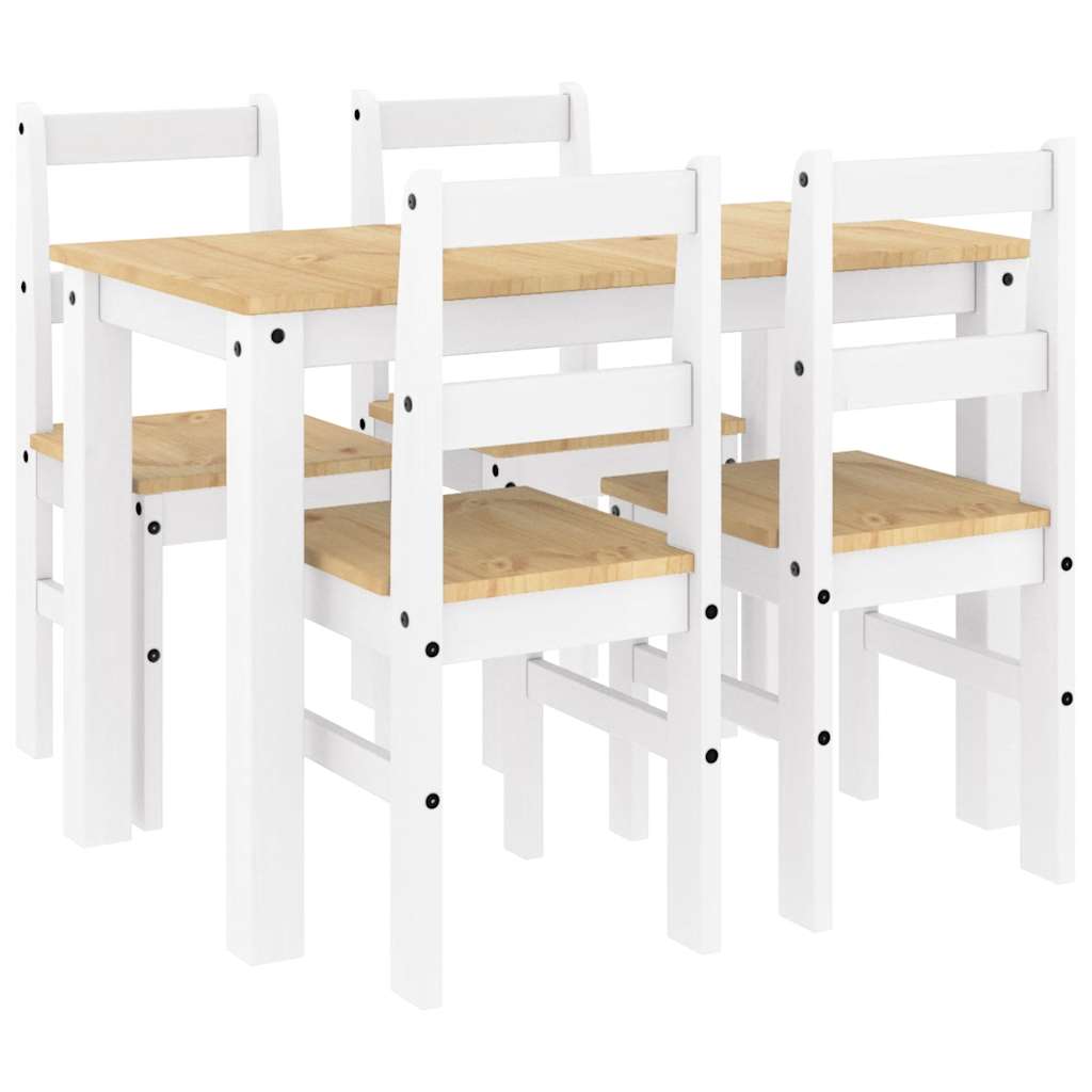 Ensemble à manger Panama 5 pcs blanc bois de pin massif - XIOS