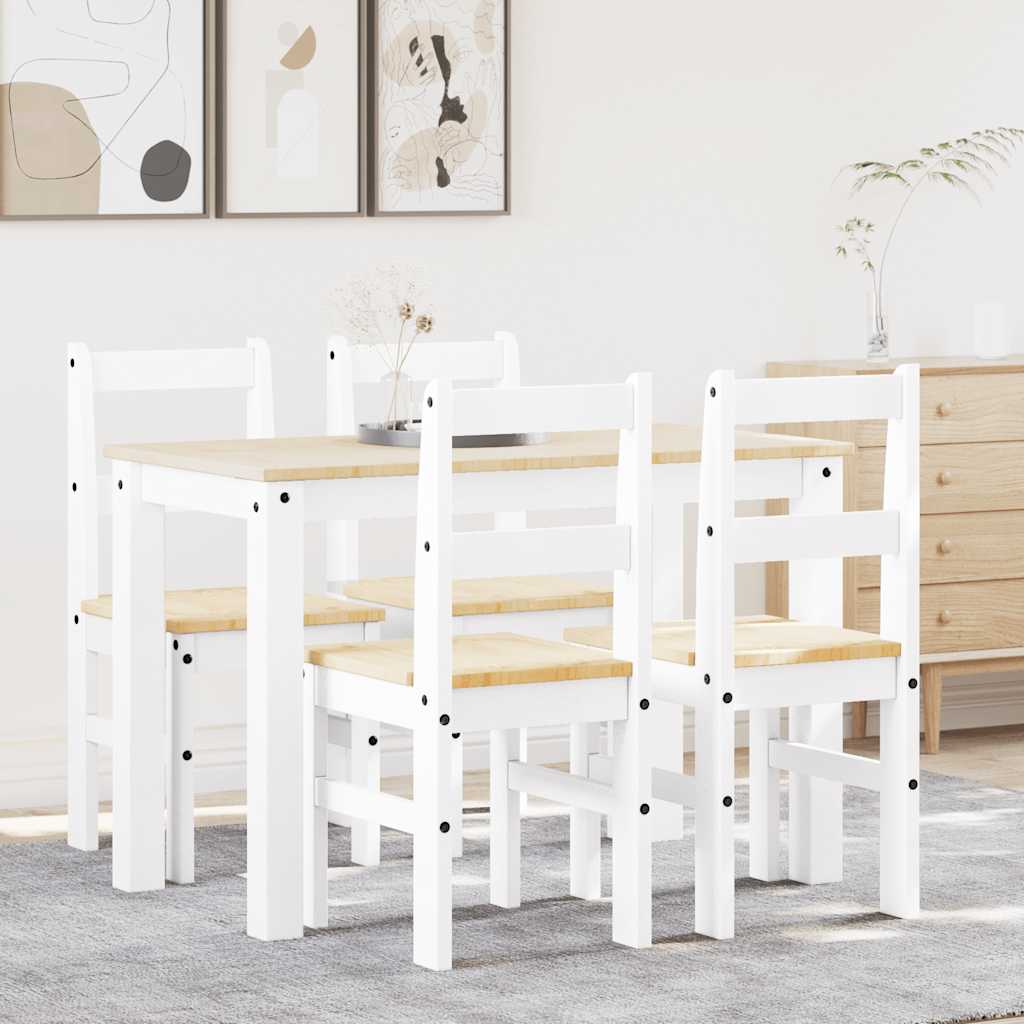 Ensemble à manger Panama 5 pcs blanc bois de pin massif - XIOS