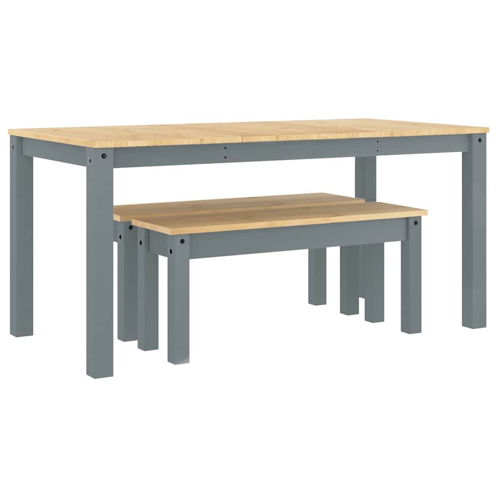 Ensemble à manger PANAMA 3 pcs gris bois de pin massif - XIOS