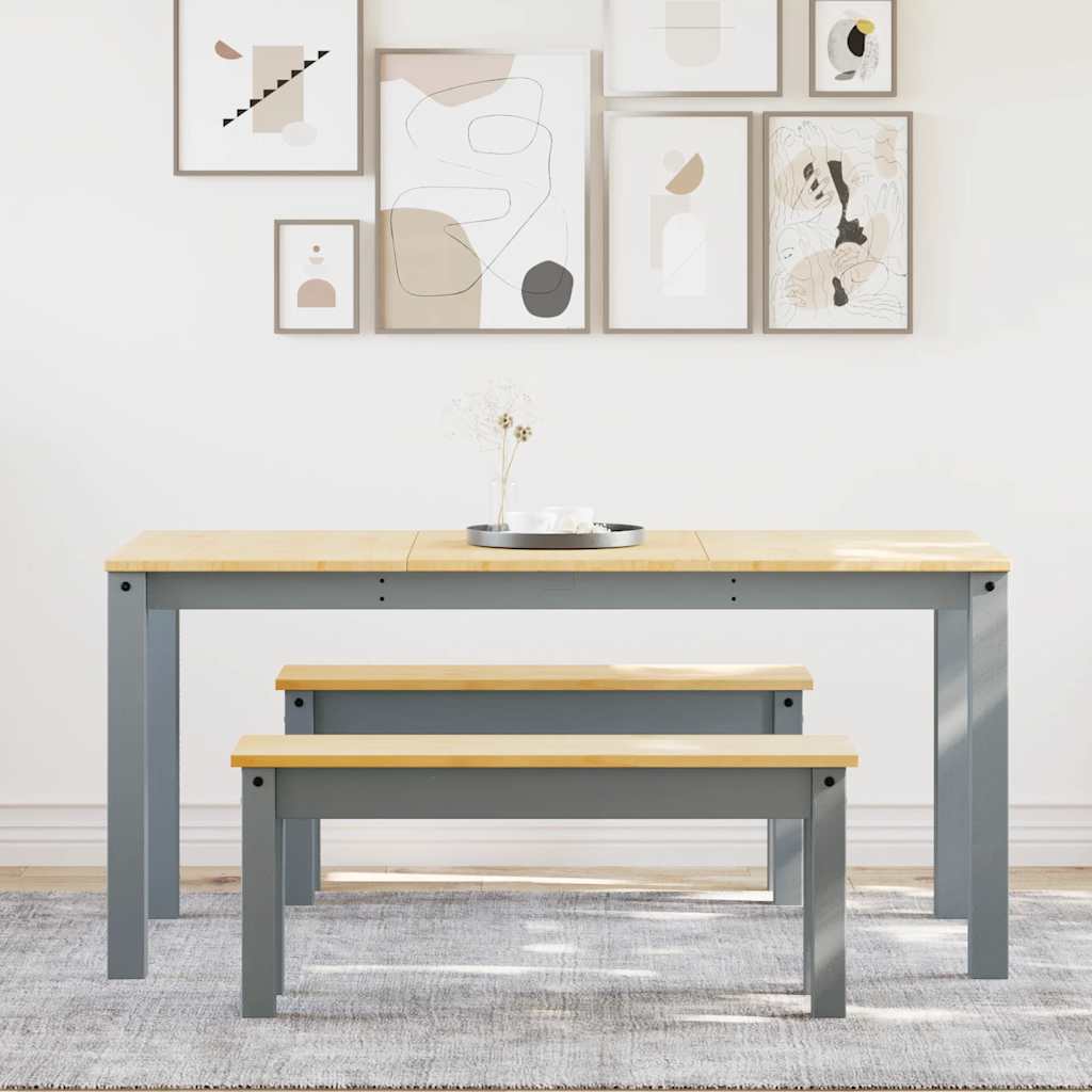 Ensemble à manger PANAMA 3 pcs gris bois de pin massif - XIOS
