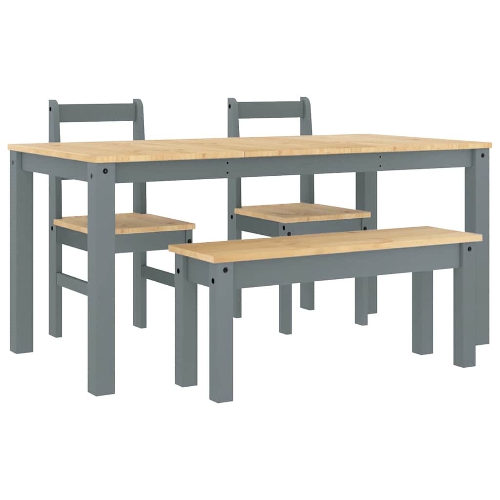 Ensemble à manger PANAMA 4 pcs gris bois de pin massif - XIOS