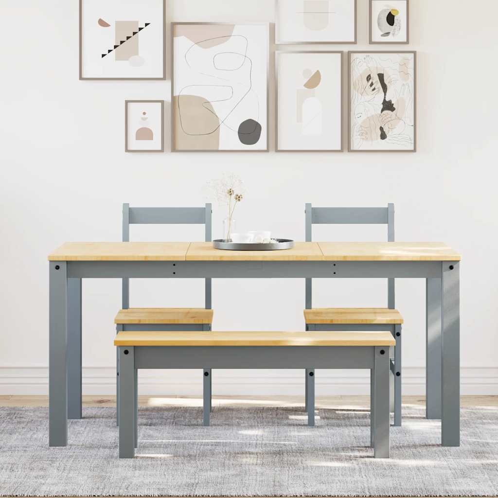 Ensemble à manger PANAMA 4 pcs gris bois de pin massif - XIOS
