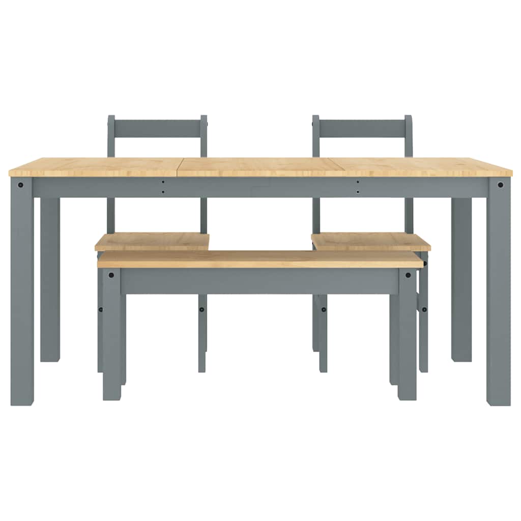 Ensemble à manger PANAMA 4 pcs gris bois de pin massif - XIOS
