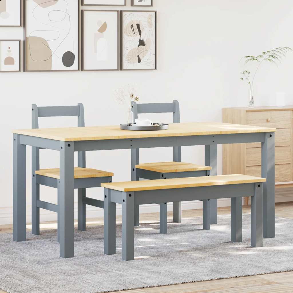 Ensemble à manger PANAMA 4 pcs gris bois de pin massif - XIOS