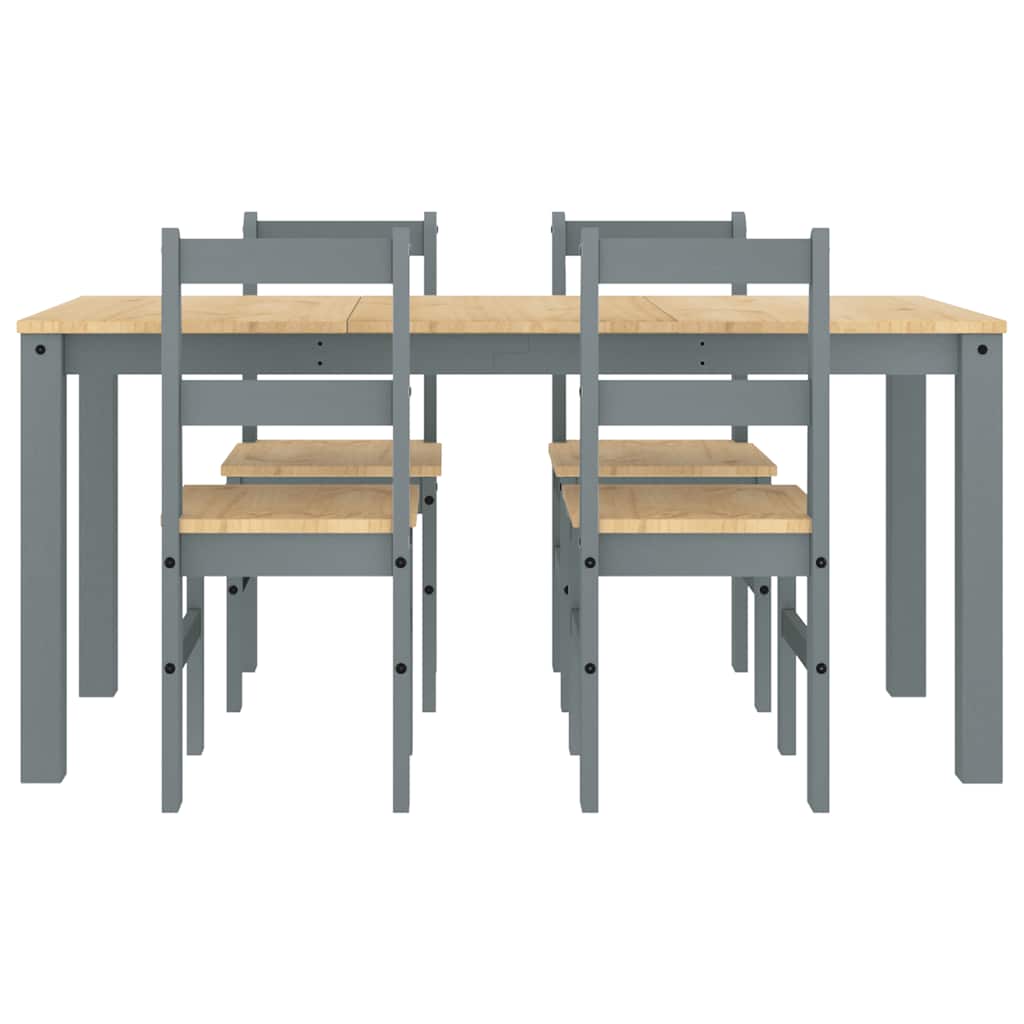 Ensemble à manger PANAMA 5 pcs gris bois de pin massif - XIOS