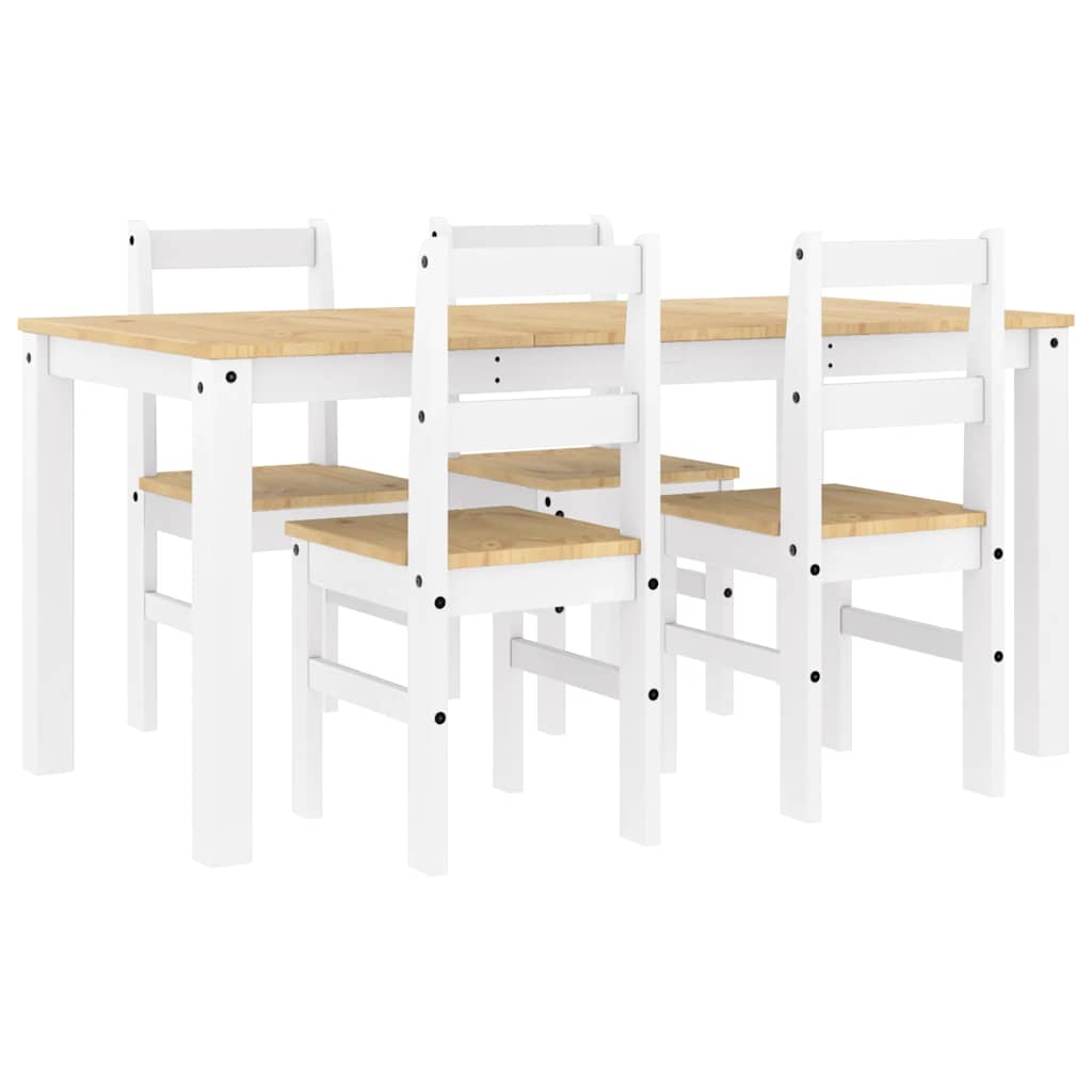 Ensemble à manger Panama 5 pcs blanc bois de pin massif - XIOS