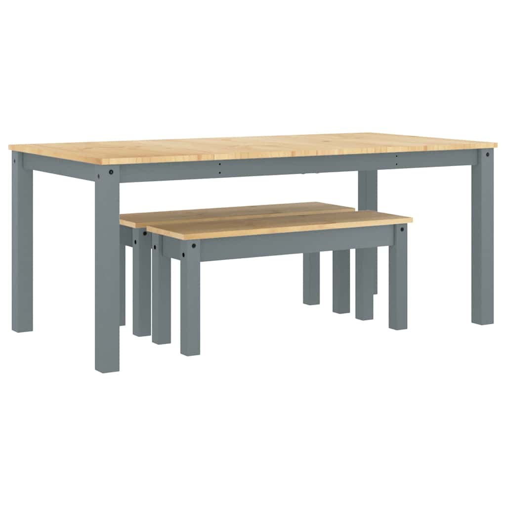 Ensemble à manger PANAMA 3 pcs gris bois de pin massif - XIOS
