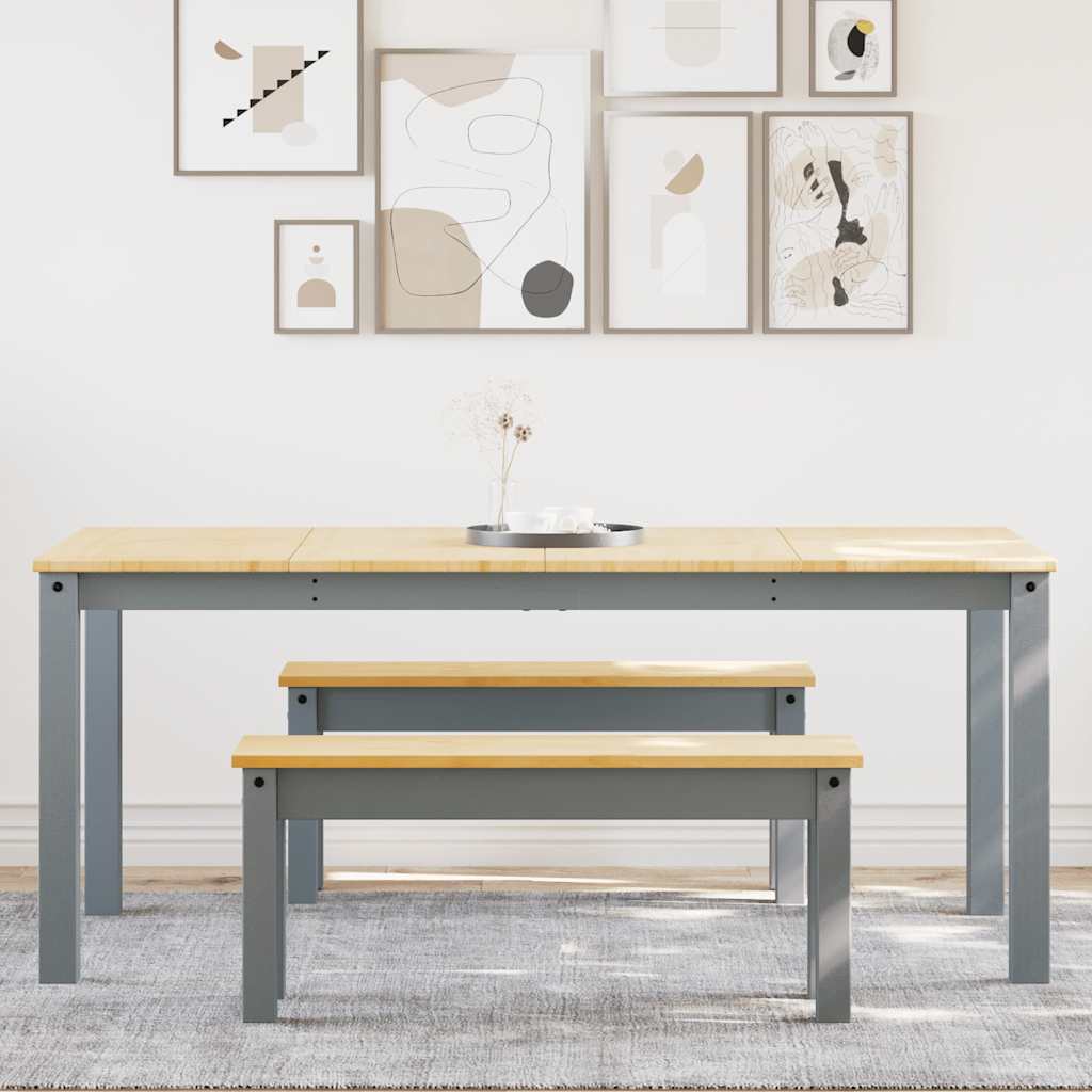 Ensemble à manger PANAMA 3 pcs gris bois de pin massif - XIOS