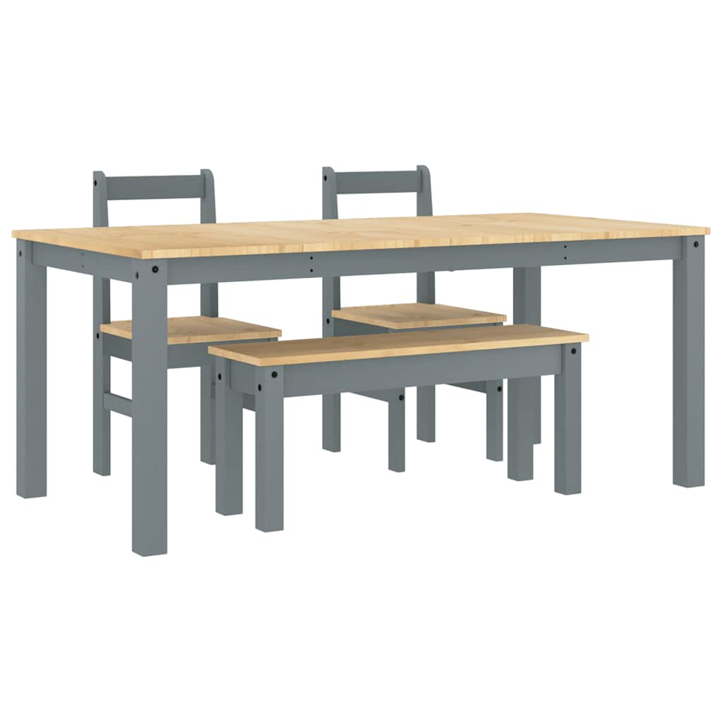 Ensemble à manger PANAMA 4 pcs gris bois de pin massif - XIOS