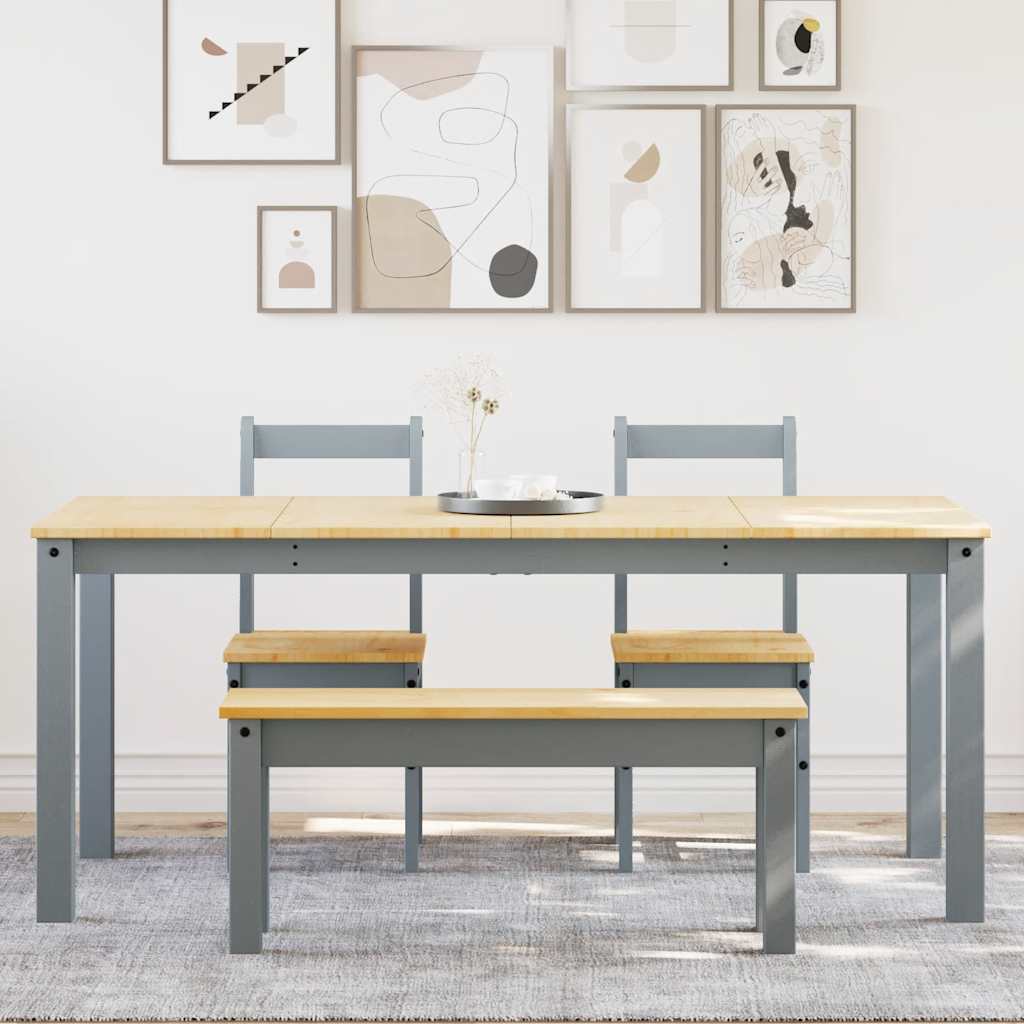 Ensemble à manger PANAMA 4 pcs gris bois de pin massif - XIOS