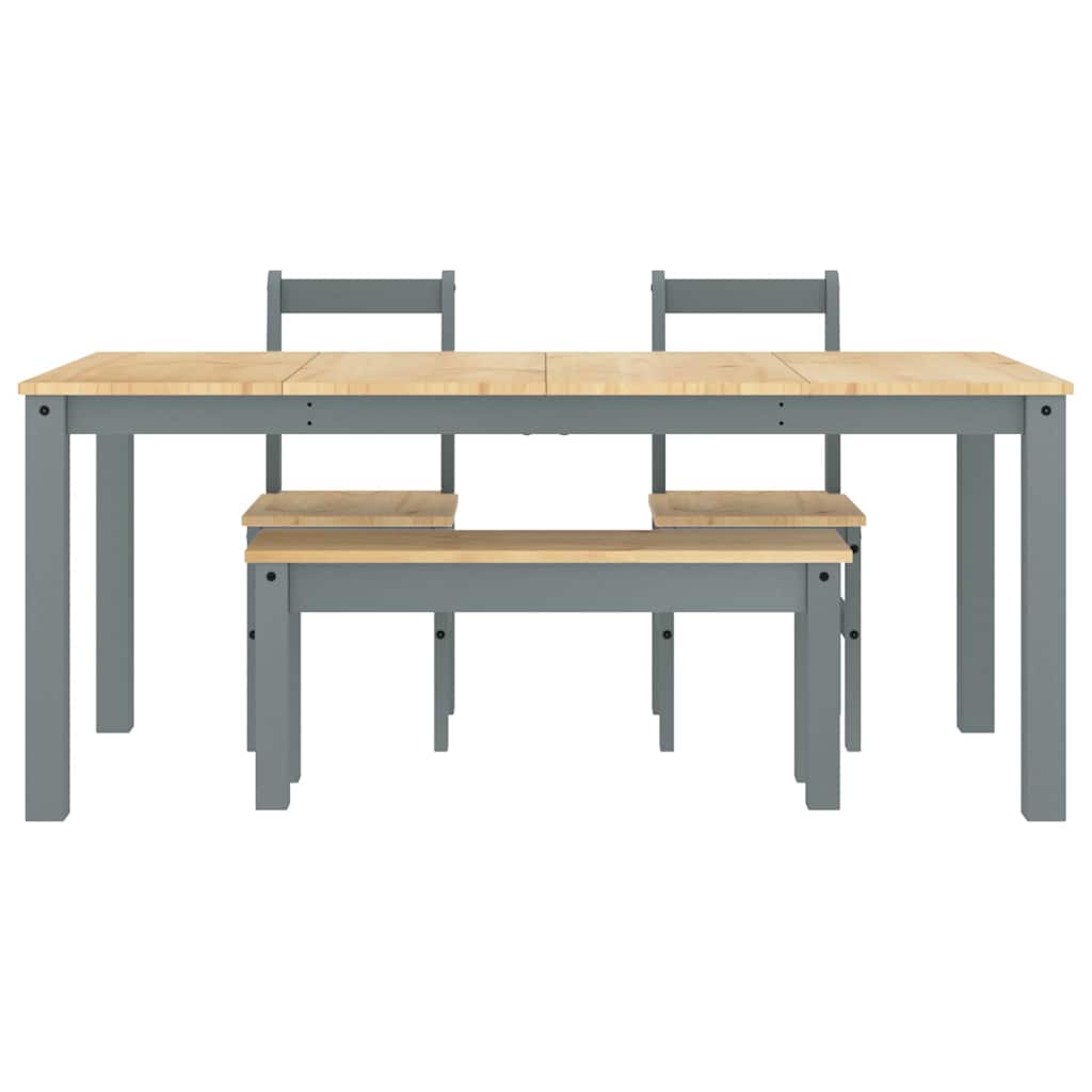 Ensemble à manger PANAMA 4 pcs gris bois de pin massif - XIOS
