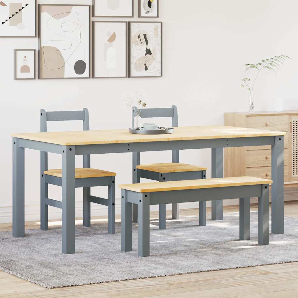 Ensemble à manger PANAMA 4 pcs gris bois de pin massif - XIOS