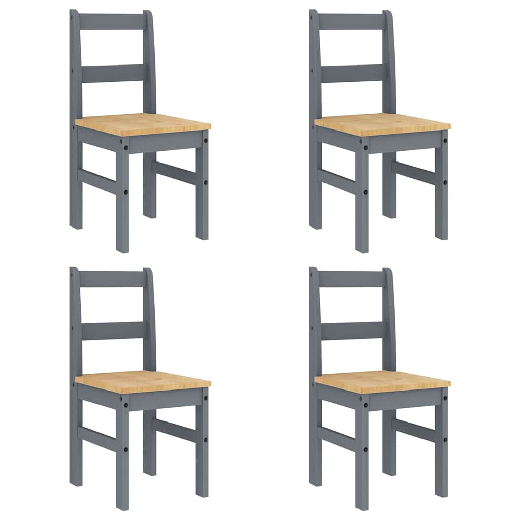Ensemble à manger PANAMA 5 pcs gris bois de pin massif - XIOS