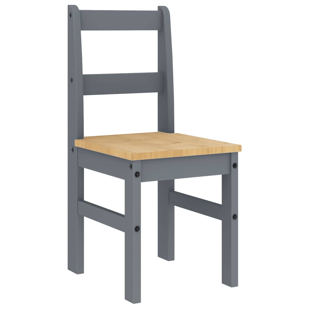 Ensemble à manger PANAMA 5 pcs gris bois de pin massif - XIOS