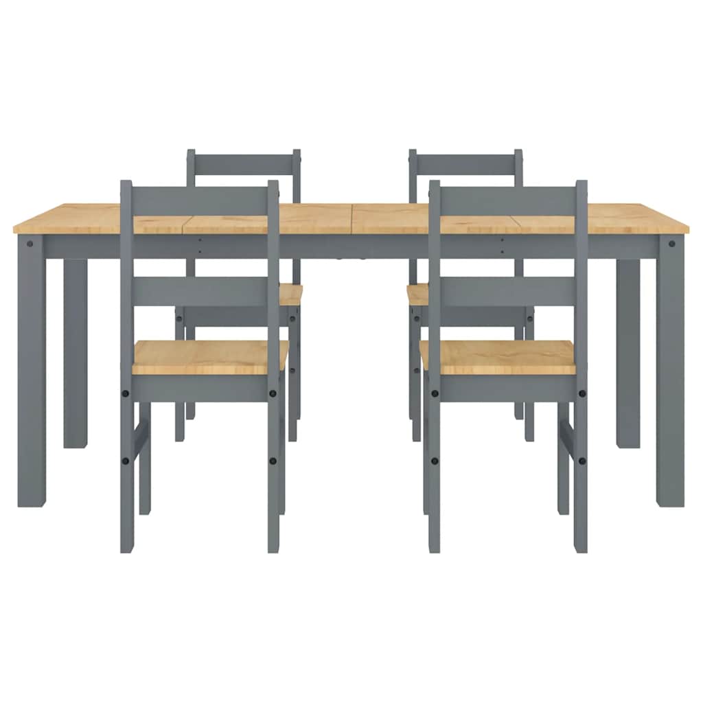 Ensemble à manger PANAMA 5 pcs gris bois de pin massif - XIOS