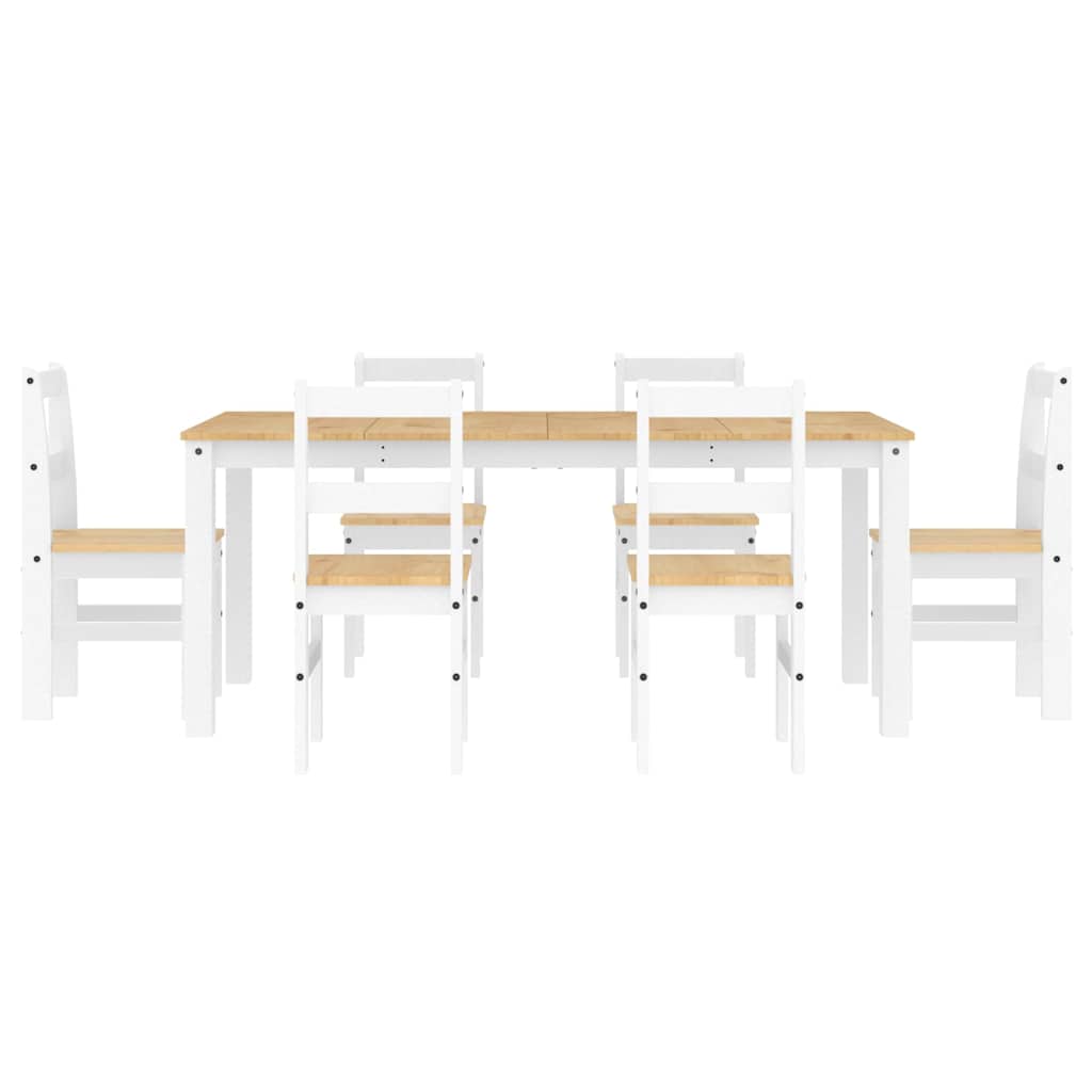 Ensemble à manger Panama 7 pcs blanc bois de pin massif - XIOS