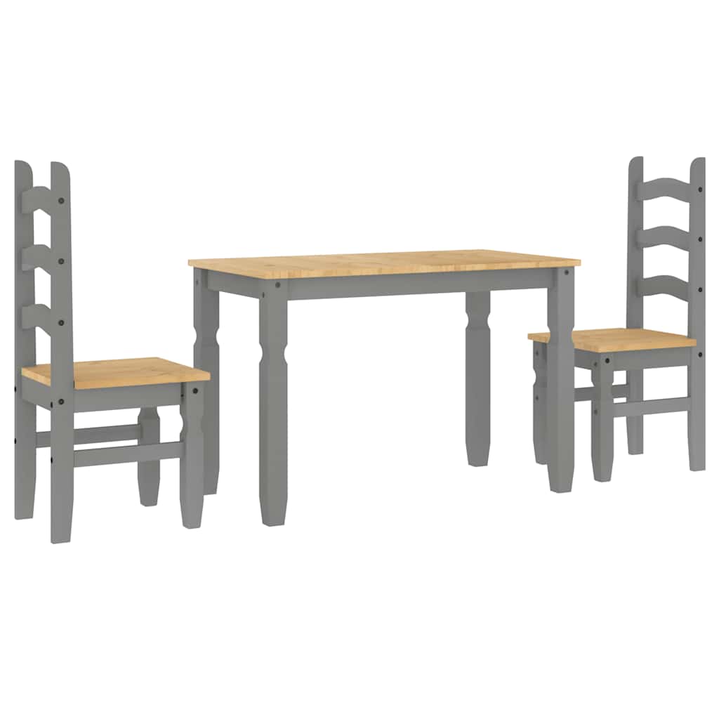 Ensemble à manger PANAMA 3 pcs gris bois de pin massif - XIOS
