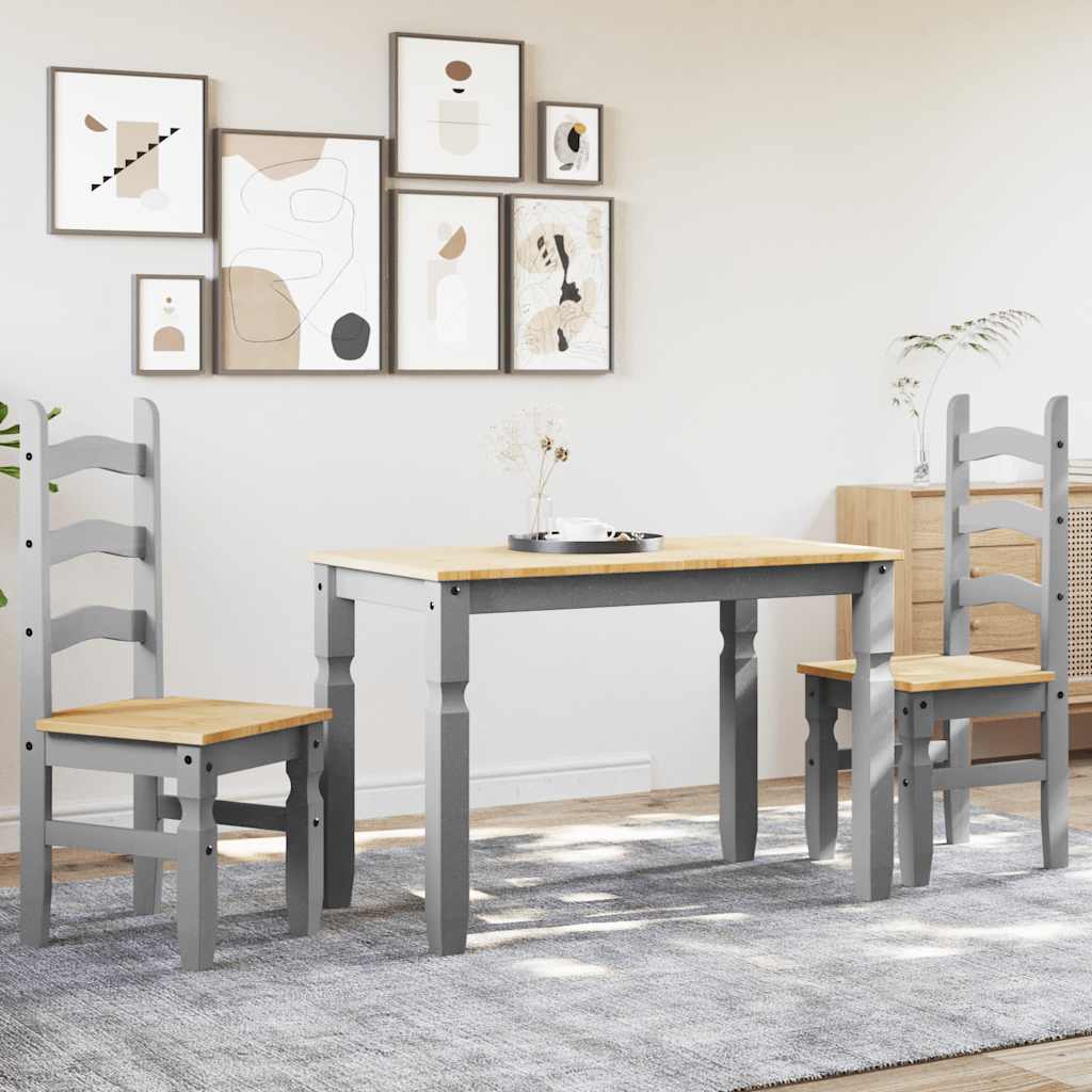 Ensemble à manger PANAMA 3 pcs gris bois de pin massif - XIOS