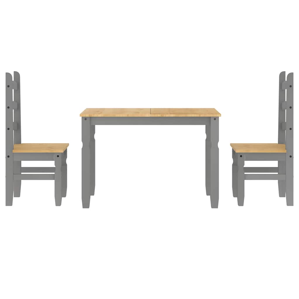 Ensemble à manger PANAMA 3 pcs gris bois de pin massif - XIOS
