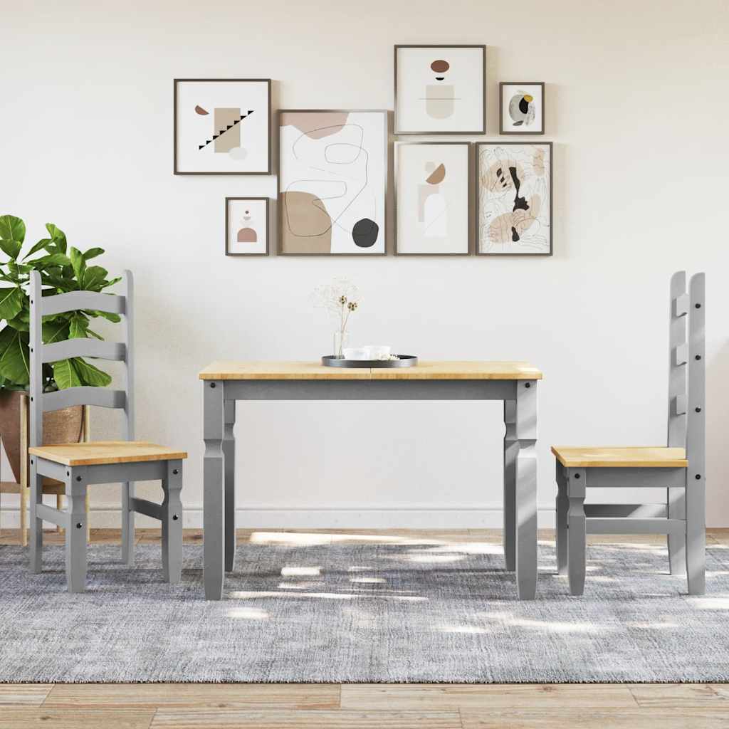 Ensemble à manger PANAMA 3 pcs gris bois de pin massif - XIOS