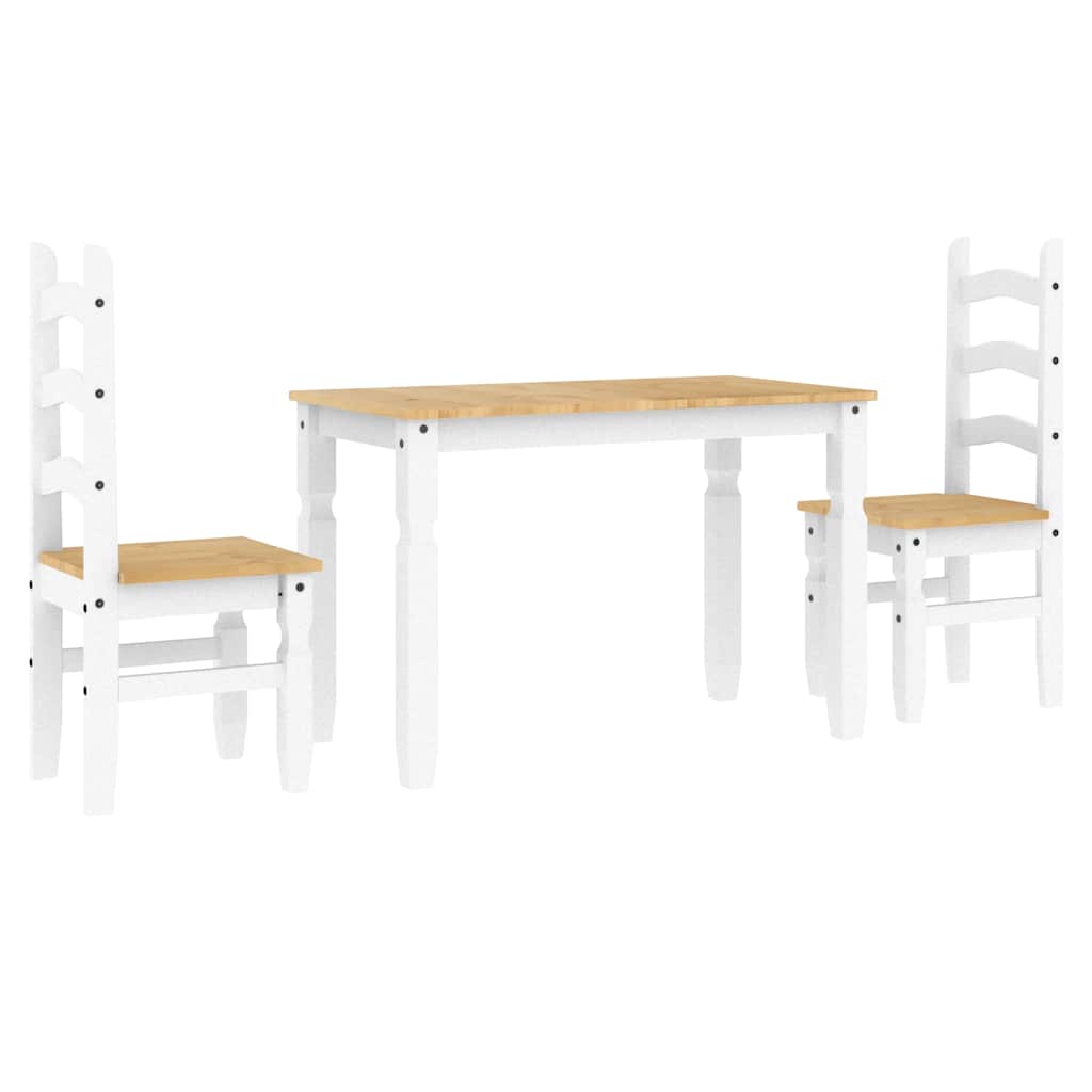 Ensemble à manger PANAMA 3 pcs blanc bois de pin massif - XIOS