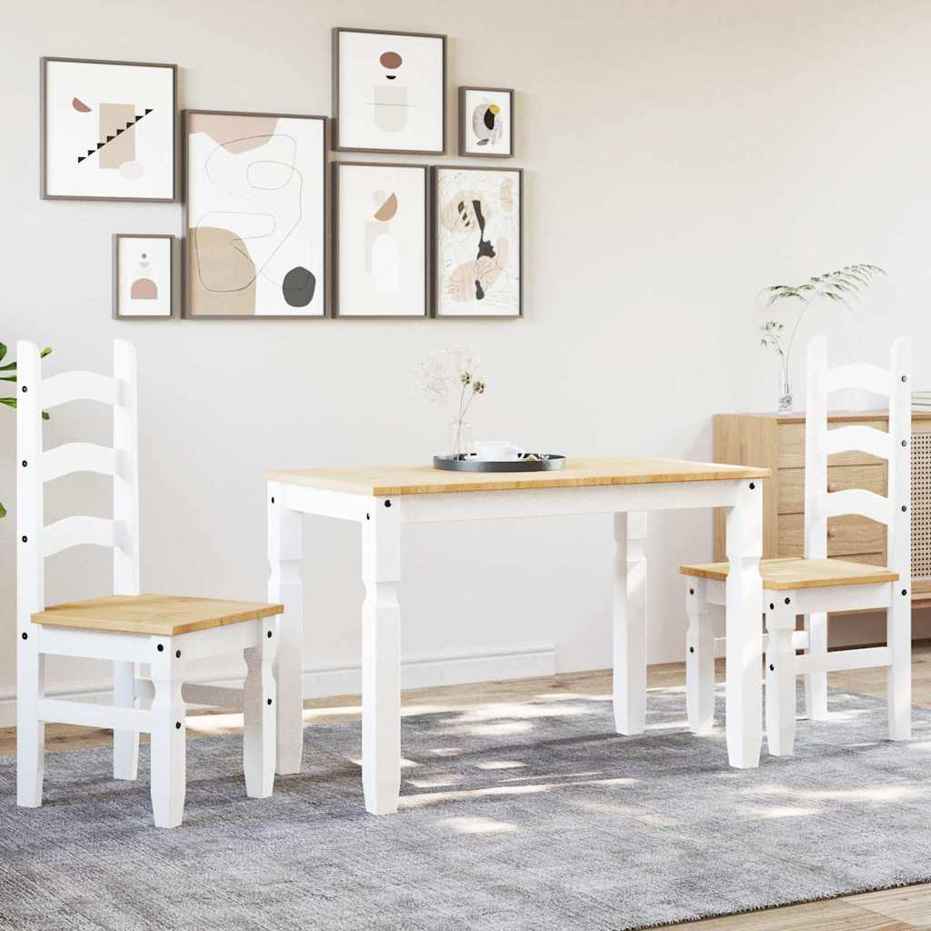 Ensemble à manger PANAMA 3 pcs blanc bois de pin massif - XIOS