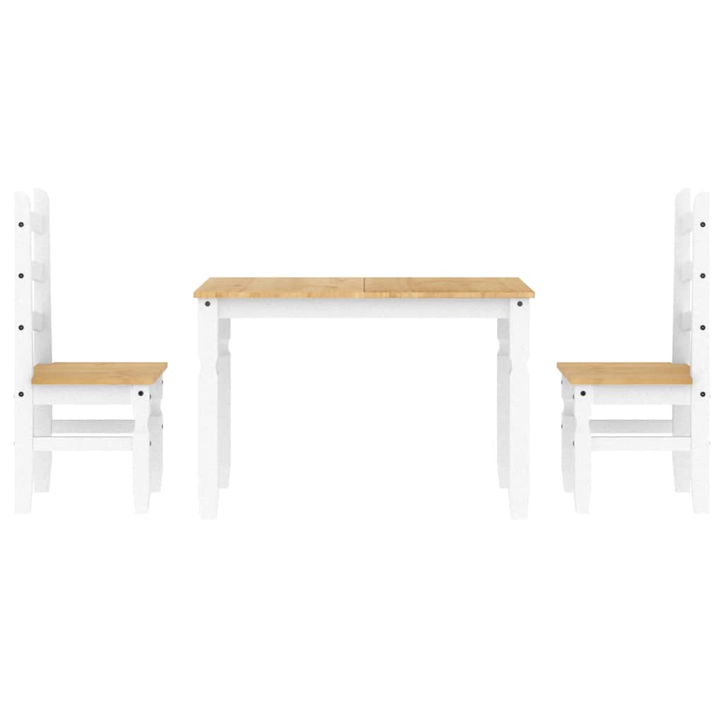 Ensemble à manger PANAMA 3 pcs blanc bois de pin massif - XIOS