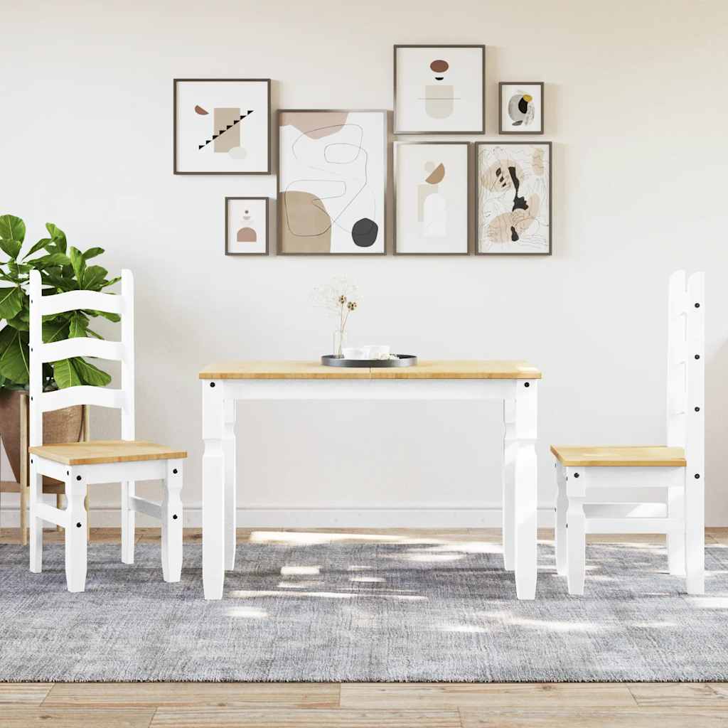 Ensemble à manger PANAMA 3 pcs blanc bois de pin massif