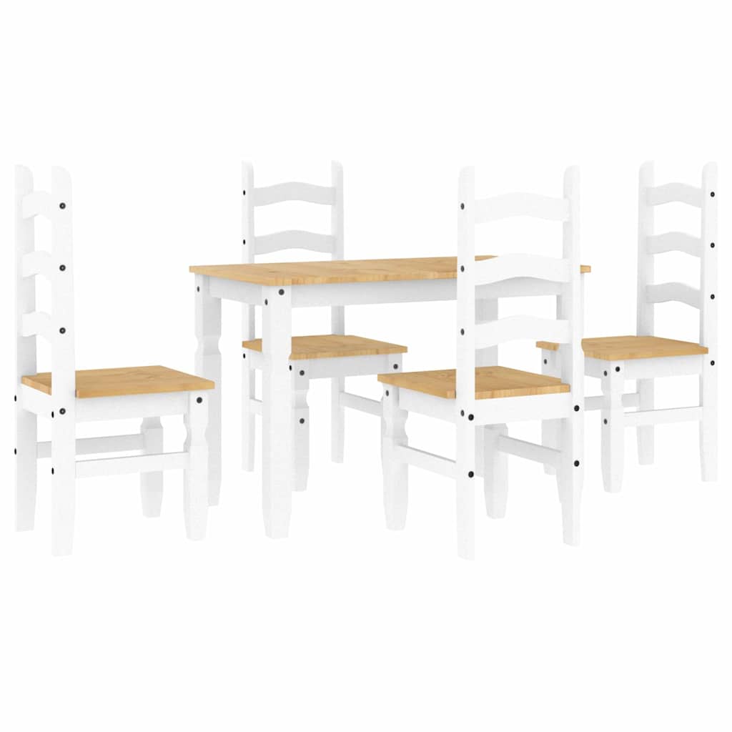 Ensemble à manger PANAMA 5 pcs blanc bois de pin massif - XIOS