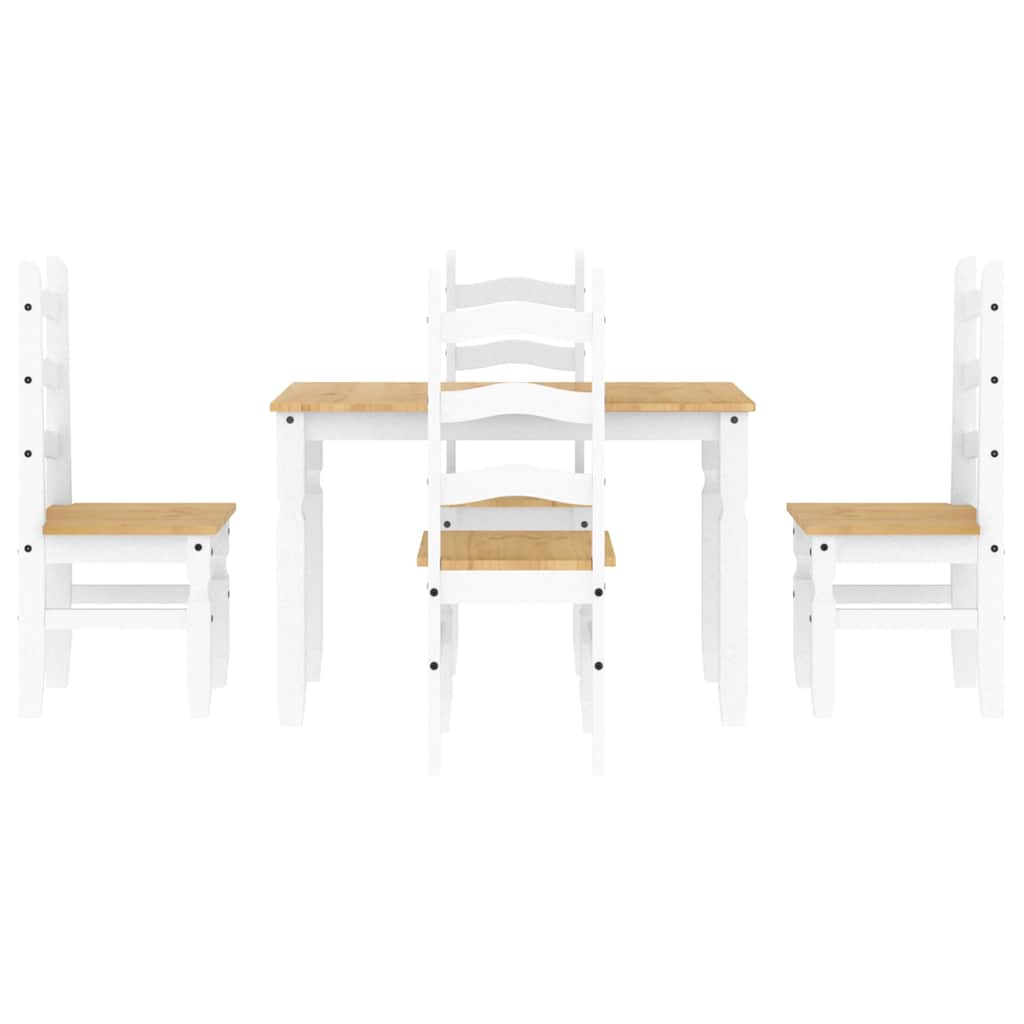 Ensemble à manger PANAMA 5 pcs blanc bois de pin massif - XIOS