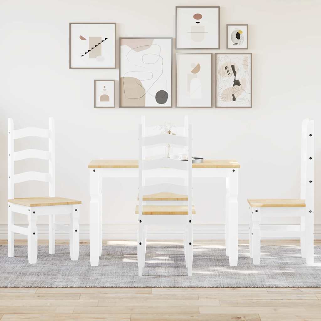 Ensemble à manger PANAMA 5 pcs blanc bois de pin massif - XIOS