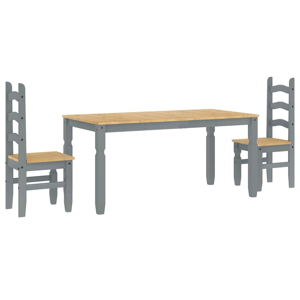 Ensemble à manger PANAMA 3 pcs gris bois de pin massif - XIOS