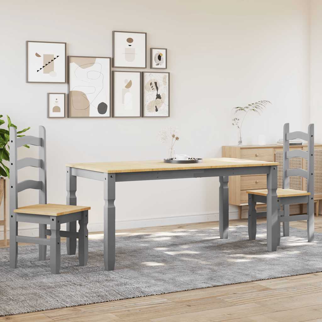 Ensemble à manger PANAMA 3 pcs gris bois de pin massif - XIOS
