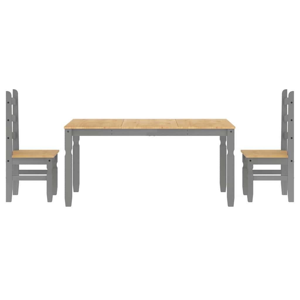 Ensemble à manger PANAMA 3 pcs gris bois de pin massif - XIOS