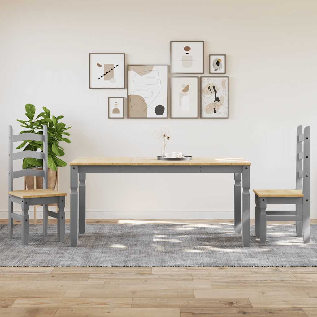 Ensemble à manger PANAMA 3 pcs gris bois de pin massif - XIOS
