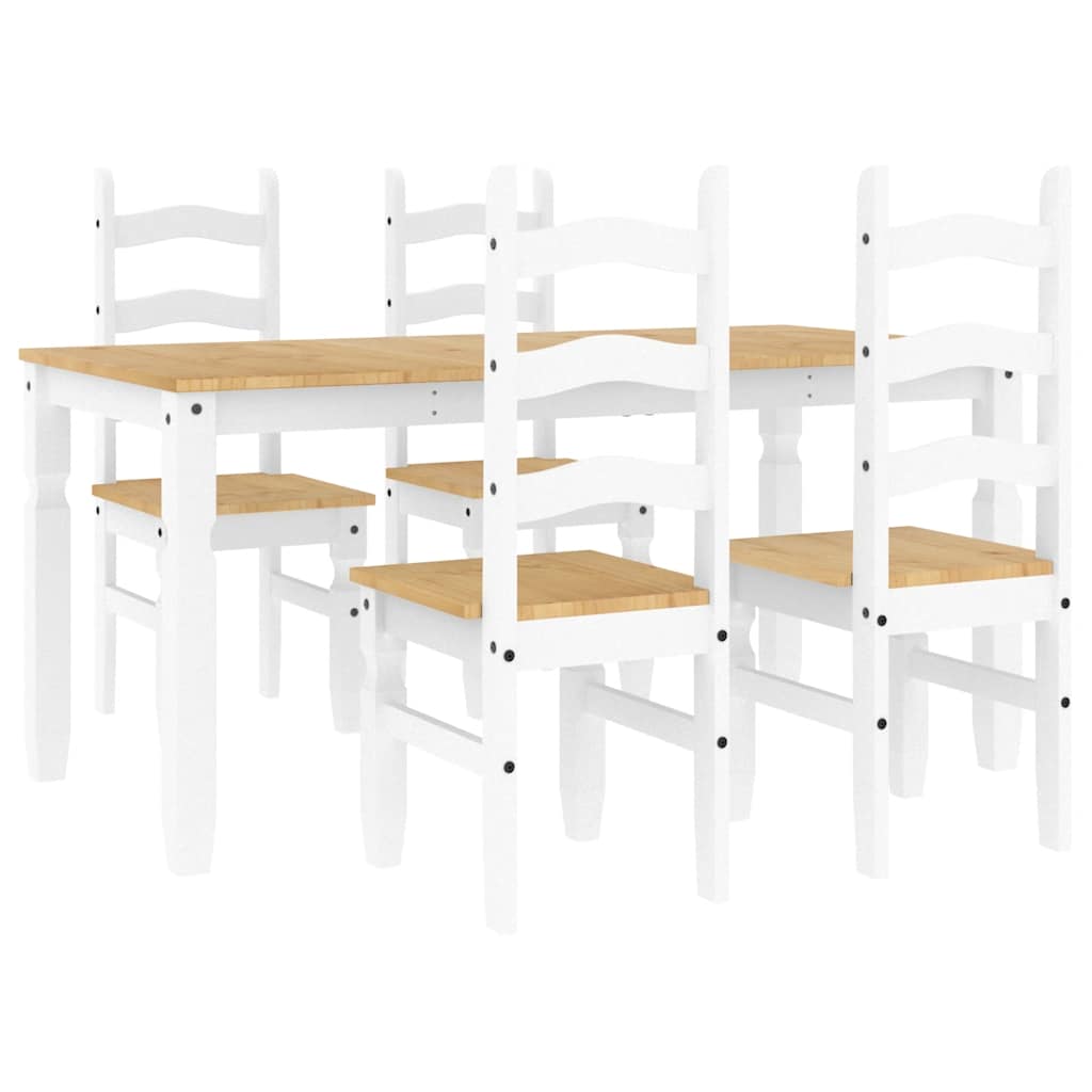 Ensemble à manger PANAMA 5 pcs blanc bois de pin massif - XIOS