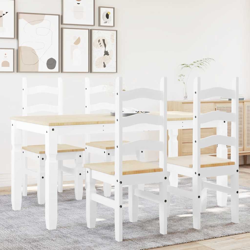 Ensemble à manger PANAMA 5 pcs blanc bois de pin massif - XIOS