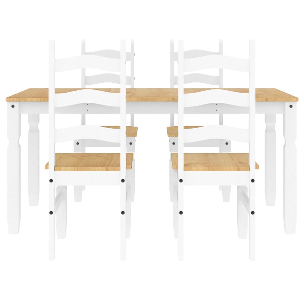 Ensemble à manger PANAMA 5 pcs blanc bois de pin massif - XIOS