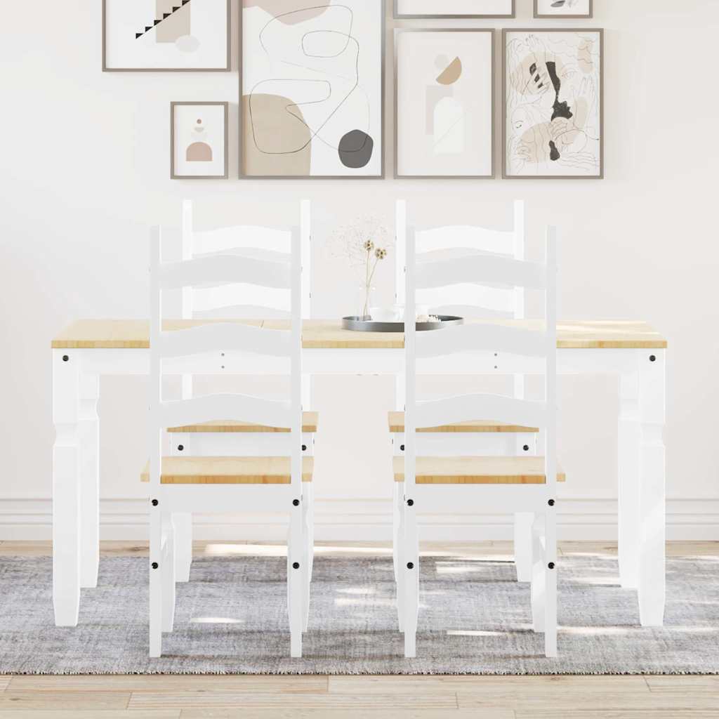 Ensemble à manger PANAMA 5 pcs blanc bois de pin massif - XIOS
