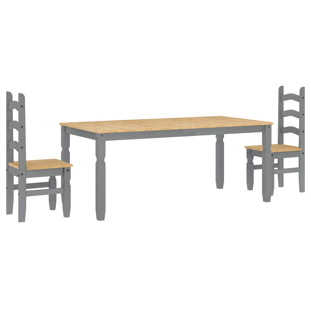 Ensemble à manger PANAMA 3 pcs gris bois de pin massif - XIOS