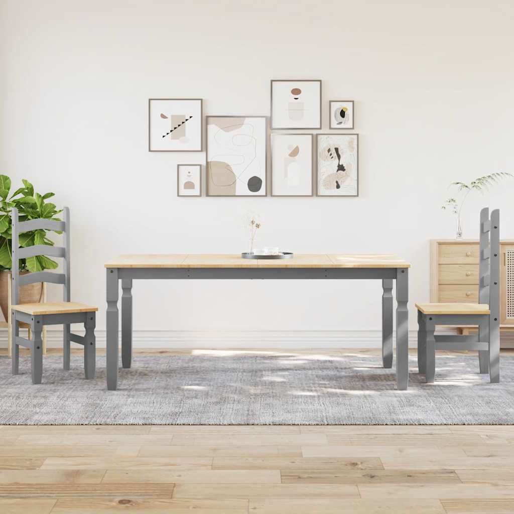 Ensemble à manger PANAMA 3 pcs gris bois de pin massif - XIOS