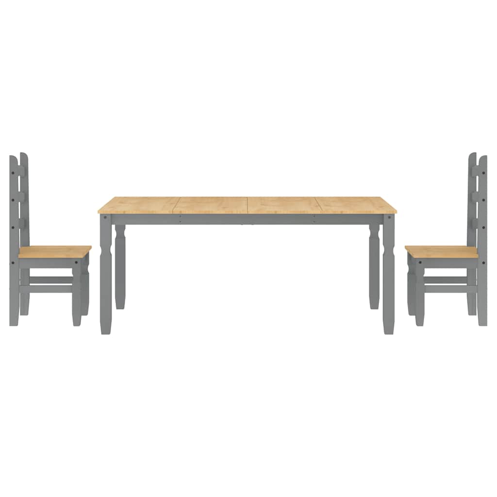Ensemble à manger PANAMA 3 pcs gris bois de pin massif - XIOS
